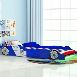 vidaXL Cama infantil con forma de coche carreras y LED 90x200 cm Azul