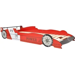 vidaXL Cama infantil con forma de coche carreras y LED 90x200 cm roja Rojo Sale