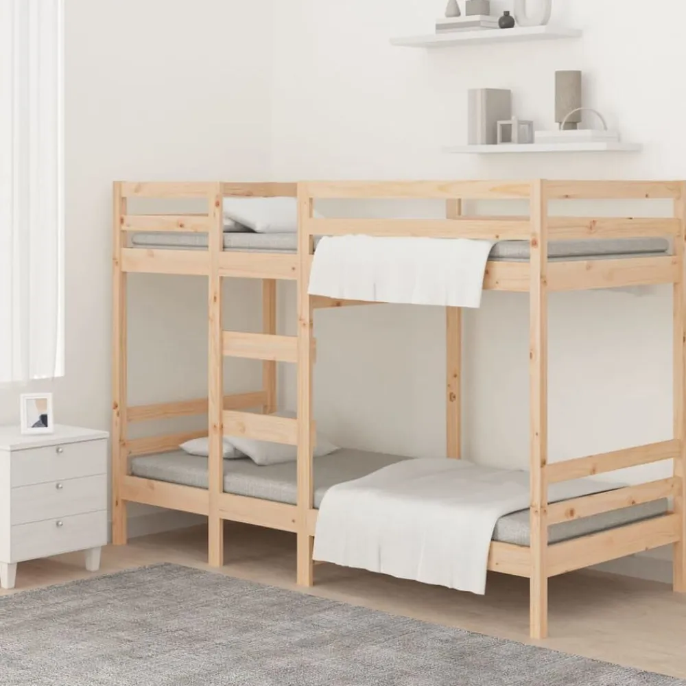vidaXL Cama litera sin colchón madera maciza de pino 90x200 cm Natural Discount