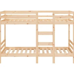 vidaXL Cama litera sin colchón madera maciza de pino 90x200 cm Natural Discount