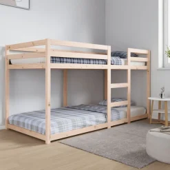 vidaXL Cama litera sin colchón madera maciza de pino 90x200 cm Natural Hot