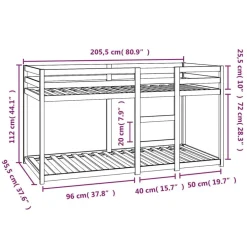 vidaXL Cama litera sin colchón madera maciza de pino 90x200 cm Natural Hot