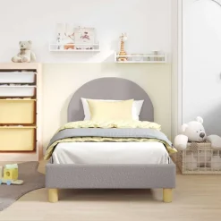 vidaXL Cama para niños con cabecero 80 x 160 cm Gris claro Clearance