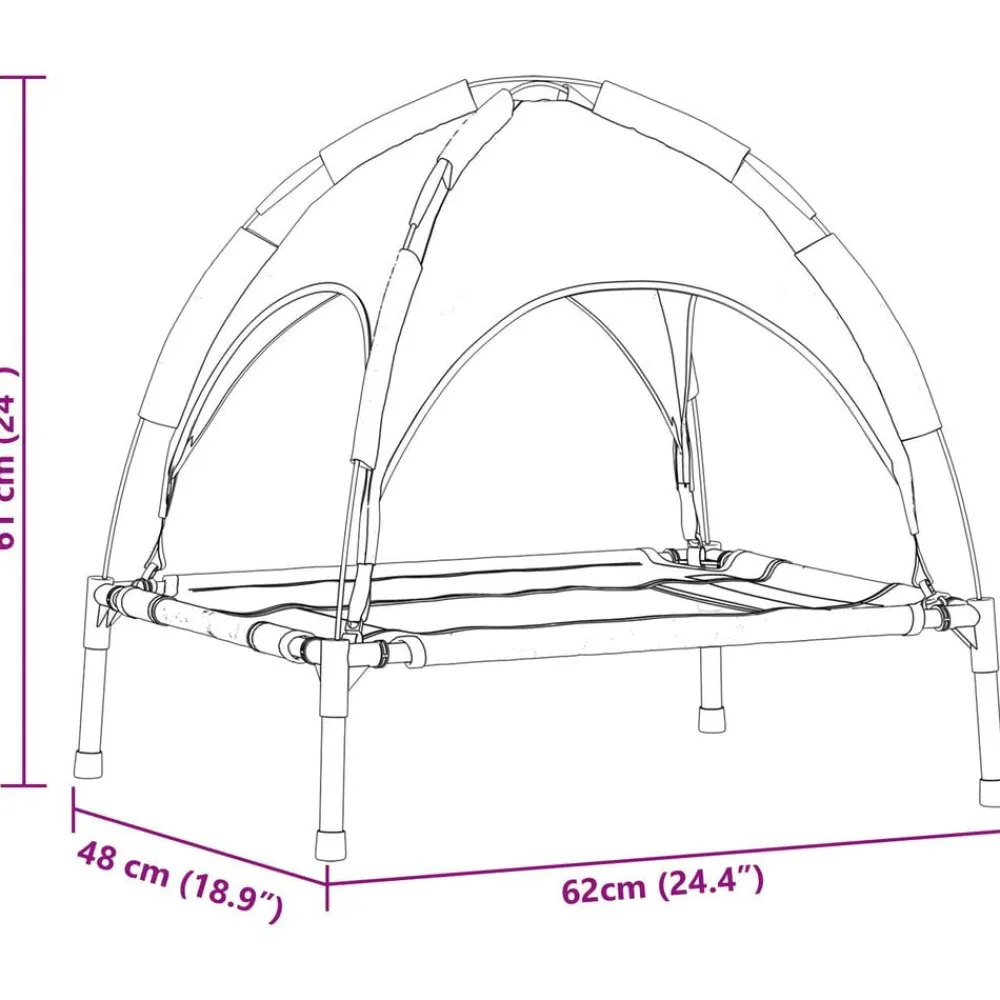 vidaXL Productos Para Mascotas-Cama para perro Manual 62 x 48 x 61 cm Acero
