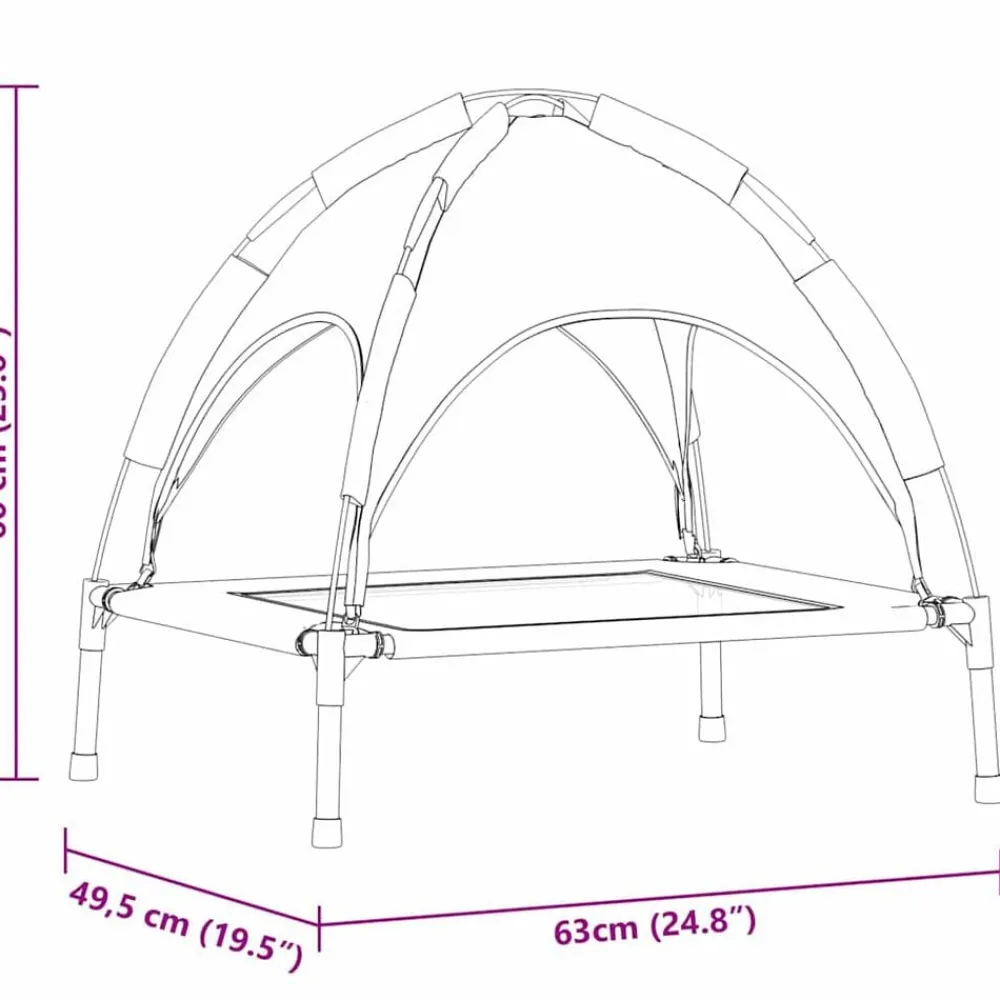 vidaXL Productos Para Mascotas-Cama para perro Manual 63 x 49,5 x 60 cm Acero