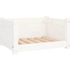 vidaXL Productos Para Mascotas-Cama para perros blanca 55,5x45,5x28 cm madera maciza de pino