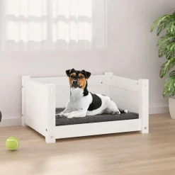 vidaXL Productos Para Mascotas-Cama para perros blanca 55,5x45,5x28 cm madera maciza de pino