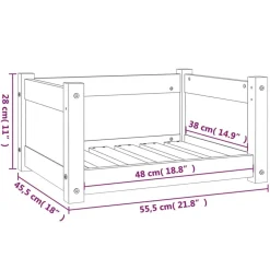 vidaXL Productos Para Mascotas-Cama para perros blanca 55,5x45,5x28 cm madera maciza de pino