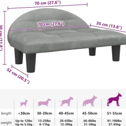 vidaXL Productos Para Mascotas-Cama para perros de terciopelo 70x52x30 cm