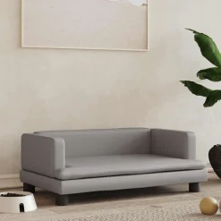 vidaXL Cama para perros de cuero sintético 80x45x30 cm Gris Hot