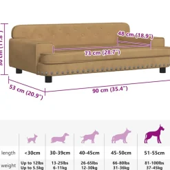 vidaXL Cama para perros de terciopelo marrón 90x53x30 cm Marr&oacute;n Sale
