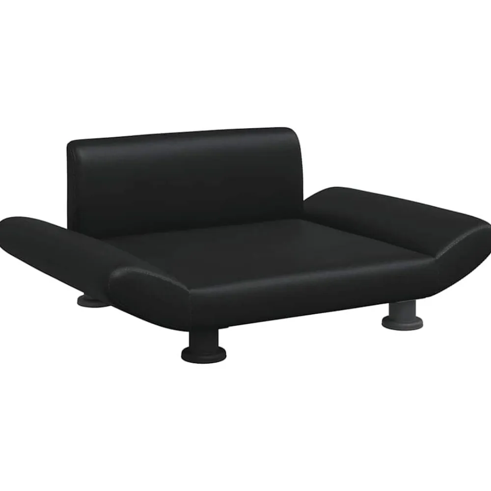 vidaXL Productos Para Mascotas-Cama para perros de cuero sintético negra 70x45x28 cm