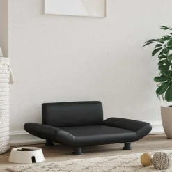 vidaXL Productos Para Mascotas-Cama para perros de cuero sintético negra 70x45x28 cm