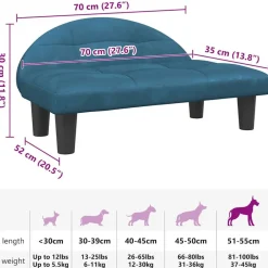 vidaXL Productos Para Mascotas-Cama para perros de terciopelo 70x52x30 cm
