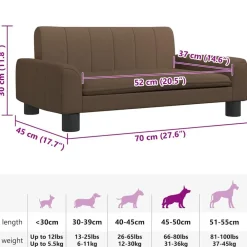 vidaXL Productos Para Mascotas-Cama para perros de tela marrón 70x45x30 cm