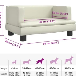 vidaXL Productos Para Mascotas-Cama para perros de cuero sintético 60x40x30 cm