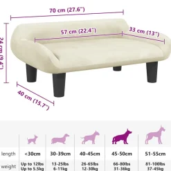 vidaXL Productos Para Mascotas-Cama para perros de terciopelo 70x40x24 cm