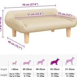 vidaXL Productos Para Mascotas-Cama para perros de tela 70x40x24 cm