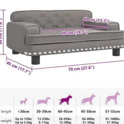 vidaXL Cama para perros de cuero sintético 70x45x30 cm Gris Discount