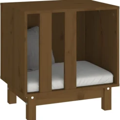 vidaXL Cama para perros madera maciza pino marrón miel 50x40x52 cm Marrón miel Sale