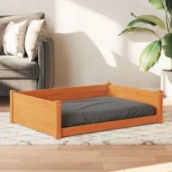 vidaXL Productos Para Mascotas-Cama para perros madera de pino marrón cera 105,5x75,5x28 cm