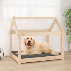 vidaXL Cama para perros madera maciza de pino 81x60x70 cm Natural Online