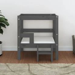 vidaXL Cama para perros madera maciza de pino 55,5x53,5x60 cm Gris