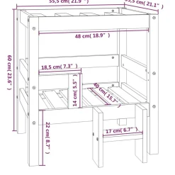 vidaXL Cama para perros madera maciza de pino 55,5x53,5x60 cm Gris