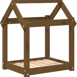 vidaXL Cama para perros madera maciza pino marrón miel 61x50x70 cm Marrón miel