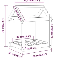vidaXL Cama para perros madera maciza pino marrón miel 61x50x70 cm Marrón miel