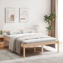 vidaXL Camas Y Accesorios-Cama senior sin colchón madera maciza de pino 140x190 cm