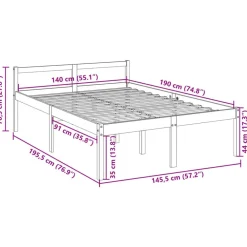 vidaXL Camas Y Accesorios-Cama senior sin colchón madera maciza de pino 140x190 cm