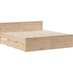 vidaXL Camas Y Accesorios-Cama sin colchón con cabecero madera maciza de pino 200x200 cm