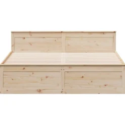 vidaXL Camas Y Accesorios-Cama sin colchón con cabecero madera maciza de pino 200x200 cm