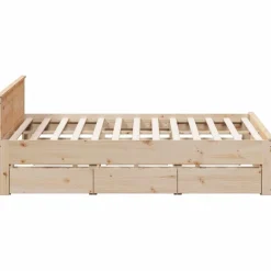 vidaXL Camas Y Accesorios-Cama sin colchón con cabecero madera maciza de pino 200x200 cm