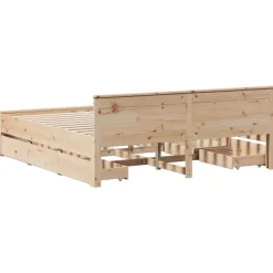 vidaXL Camas Y Accesorios-Cama sin colchón con cabecero madera maciza de pino 200x200 cm