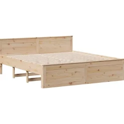 vidaXL Camas Y Accesorios-Cama sin colchón con cabecero madera maciza de pino 200x200 cm
