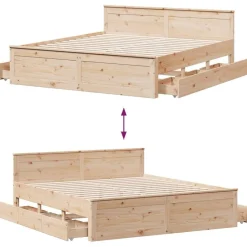 vidaXL Camas Y Accesorios-Cama sin colchón con cabecero madera maciza de pino 200x200 cm