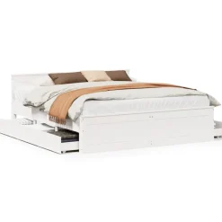 vidaXL Camas Y Accesorios-Cama sin colchón con cabecero madera de pino 200x200 cm