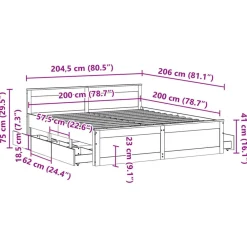 vidaXL Camas Y Accesorios-Cama sin colchón con cabecero madera de pino 200x200 cm