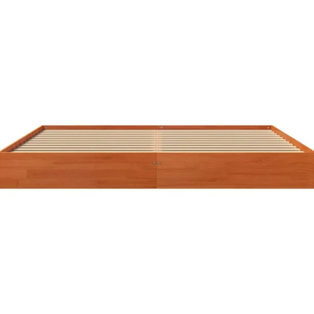vidaXL Camas Y Accesorios-Cama sin colchón madera maciza de pino marrón cera 200x200 cm