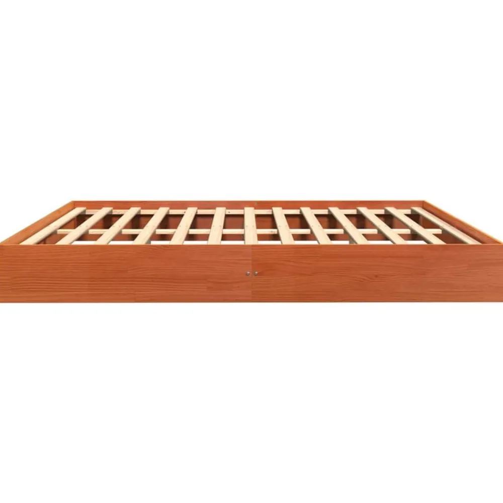 vidaXL Camas Y Accesorios-Cama sin colchón madera maciza de pino marrón cera 200x200 cm