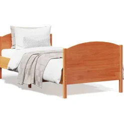 vidaXL Cama sin colchón madera maciza de pino marrón cera 100x200 cm Marr&oacute;n Clearance