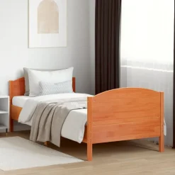 vidaXL Cama sin colchón madera maciza de pino marrón cera 100x200 cm Marr&oacute;n Clearance