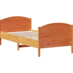 vidaXL Cama sin colchón madera maciza de pino marrón cera 100x200 cm Marr&oacute;n Clearance