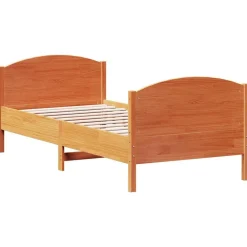 vidaXL Cama sin colchón madera maciza de pino marrón cera 100x200 cm Marr&oacute;n Clearance