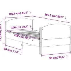 vidaXL Cama sin colchón madera maciza de pino marrón cera 100x200 cm Marr&oacute;n Clearance
