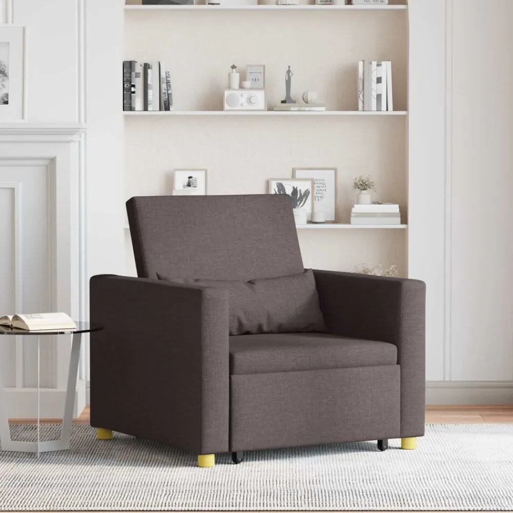 vidaXL Sillas-Cama Sofá Desplegable Individual Marrón oscuro 90 x 165 x 87 cm