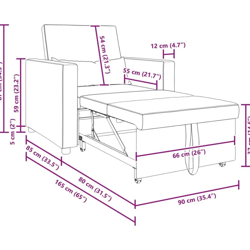 vidaXL Sillas-Cama Sofá Desplegable Individual Marrón oscuro 90 x 165 x 87 cm