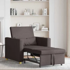 vidaXL Sillas-Cama Sofá Desplegable Individual Marrón oscuro 90 x 165 x 87 cm